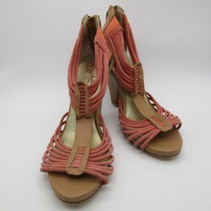 Seychelles cone heel t-strap leather sandals‎